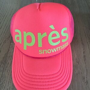 Aspen Snowmass Apres Snowmass Mesh Trucker Hat Neon